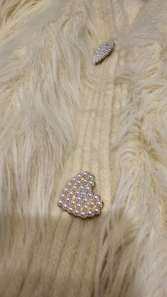Cardigan hearts pelo largo botones corazón perlas importado en internet