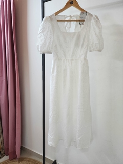 Vestido Agatha importado seda blanco manga princesa en internet