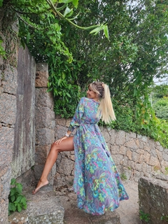 Vestido Viku kimono de satén de seda estampado importado - tienda online