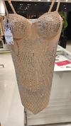 Vestido Dolce corsette y pico strass importado crema en internet