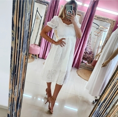 Vestido Agatha importado seda blanco manga princesa - comprar online