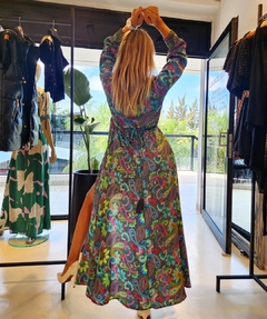 Vestido Viku kimono de satén de seda estampado importado en internet