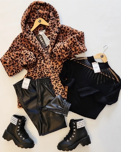 Campera bear peluche animal print con cierre - GARAGE 3117