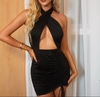 Vestido Miri negro elastizado escote cruzado - comprar online