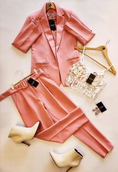Pantalon alexandra con cinturón rosa - tienda online