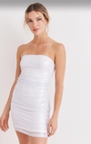 Vestido Mirna Strapless drapeado tornasol