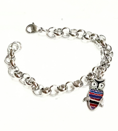 Pulsera con Dije Buo Esmaltado en Acero Quirúrgico 316L Largo 20