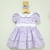 Vestido Infantil Lilás Lavanda e Branco Boneca