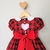 Vestido Infantil Xadrez Vermelho Natal Luxo