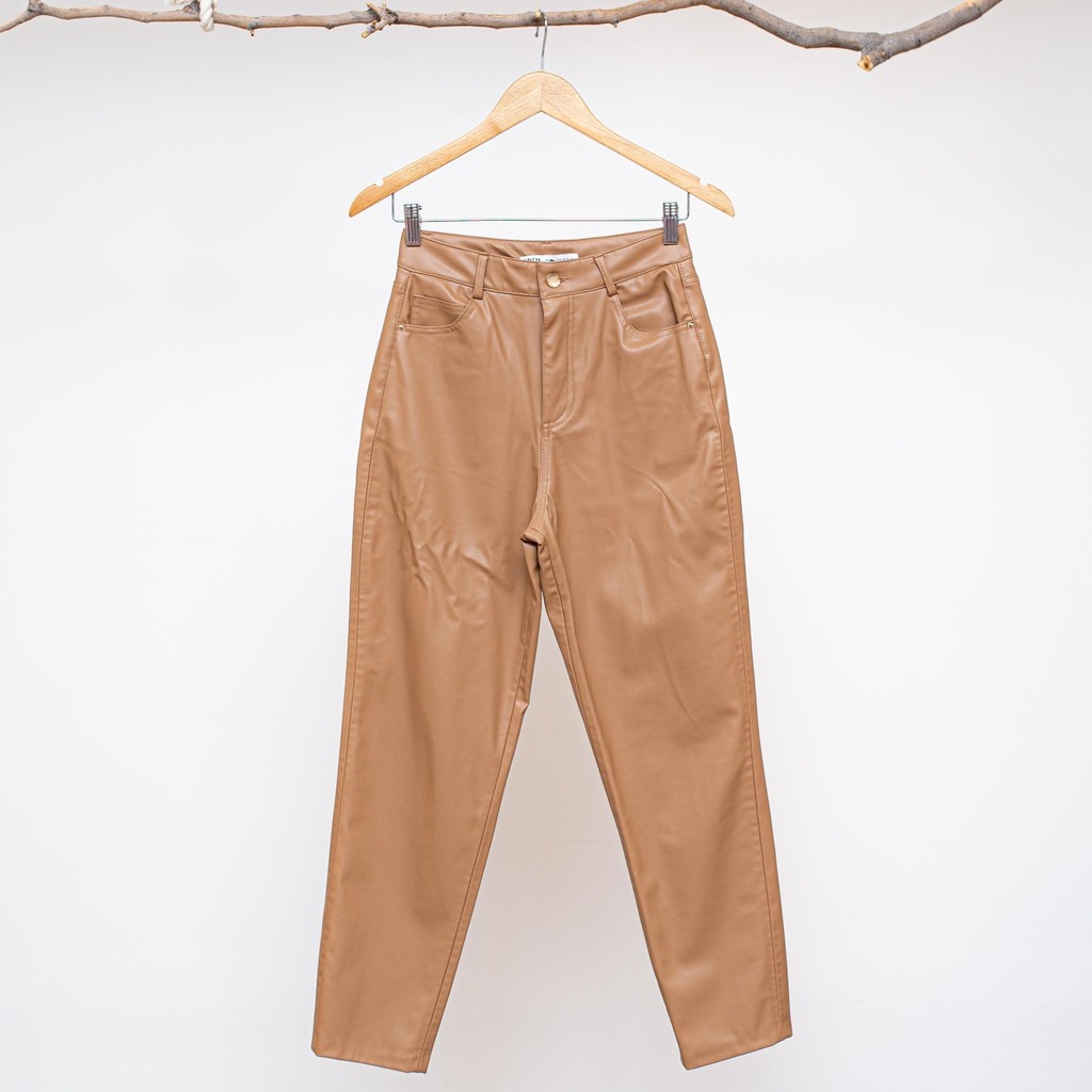 Pantalon marron mujer zara hotsell