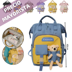 Mochila con osito Reforzada Urbana Escolar Grande