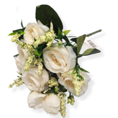 Ramo Rosas Decorativa Flor Artificial Regaleria blancas - comprar online