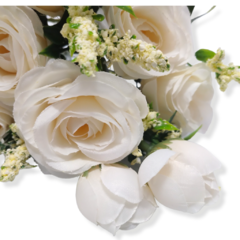 Ramo Rosas Decorativa Flor Artificial Regaleria blancas - pachos