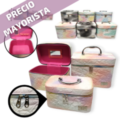 Porta Cosméticos X 3 Maquillaje Neceser Tornasolado Deco