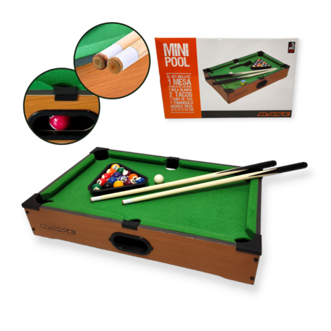 Mesa Pool Portatil Mini Juego Billar Accesorios Completo