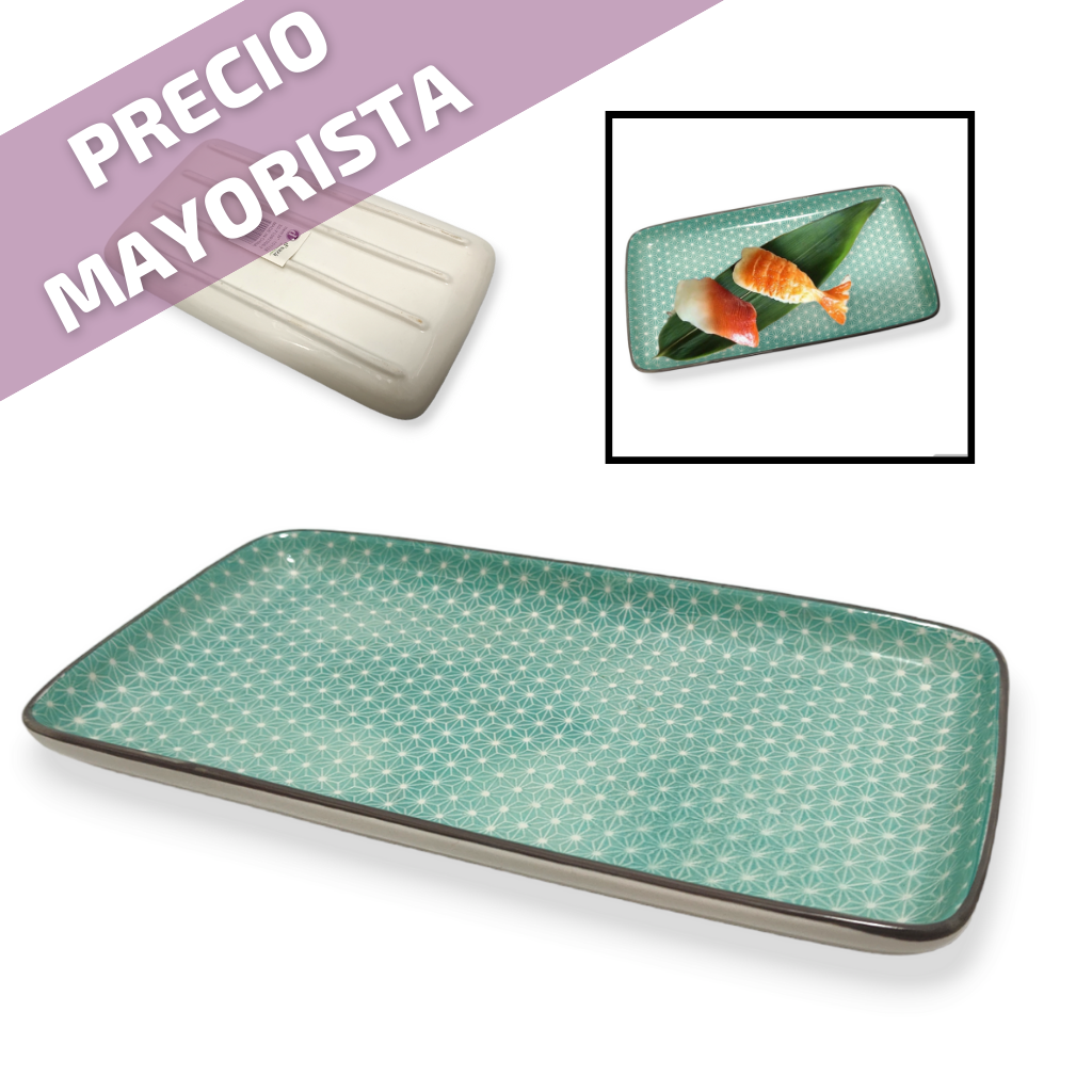 Plato Vajilla Sushi Rectangular Ceramica Dise o