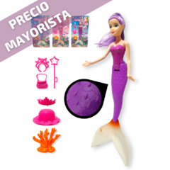 Muñeca Sirena Infantil Accesorios Plástico Juguetes Blister