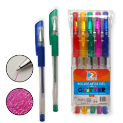 Boligrafo Lapiceras gel glitter Blister X5 Unidades