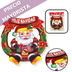 Adorno Navideño papa noel Cartel Colgante navidad tipo corona