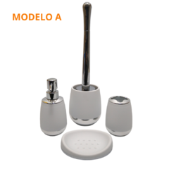 Set Baño Dispenser Escobilla Porta Cepillo Jabonera 4 piezas en internet