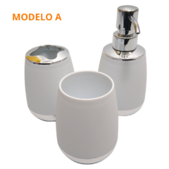 Set Baño Dispenser Porta Cepillo 3 Piezas Accesorios Baños - comprar online