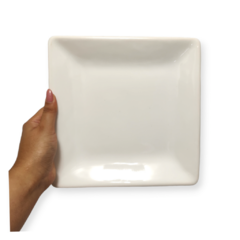 Plato postre cuadrado 23cm blanco ceramica cocina - tienda online