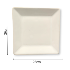 Plato playo cuadrado 26cm blanco ceramica cocina - comprar online