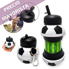 Botella Silicona Pelota Futbol Flexible Plegable Deportiva