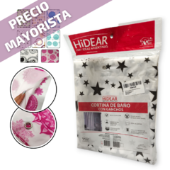 Cortina Baño protector Ganchos Antihongo Impermeable Reforzada