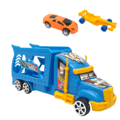Camion con acoplado y 2 autitos transporte juguete