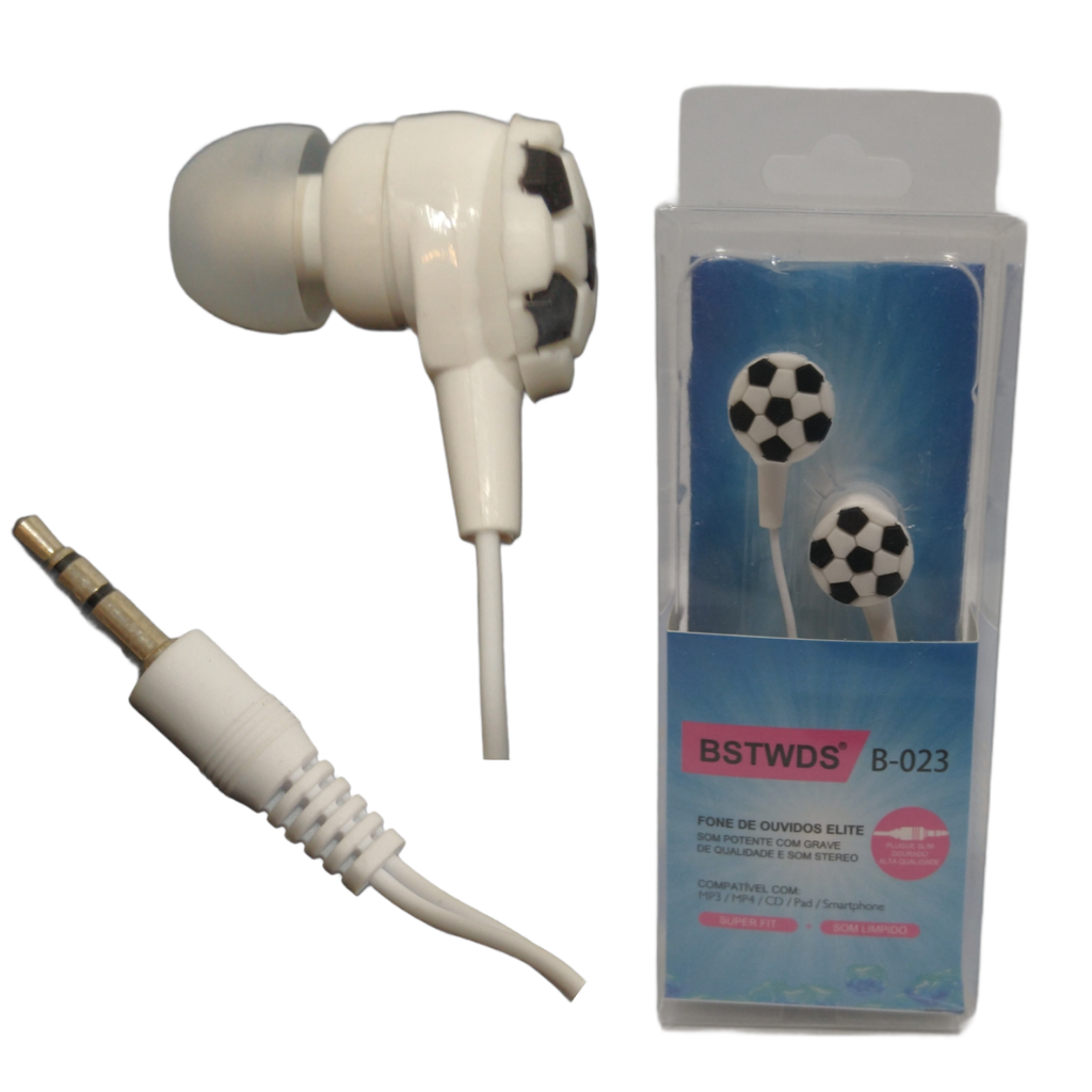 Auriculares Blancos Cable Pelota Futbol Potente Caja