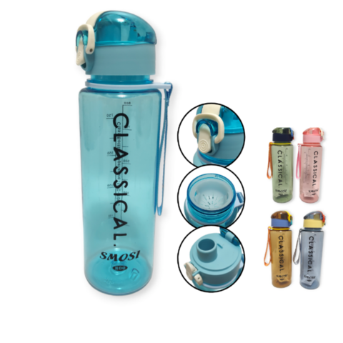 Botella Agua Plástico Filtro Varios Colores clasica con correa