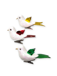 Adornos Pajarito X3 Piezas Brillo blanco Navidad Navideña - comprar online