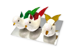 Adornos Pajarito X3 Piezas Brillo blanco Navidad Navideña en internet