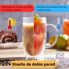Taza Jarro Cafe Te Doble Vidrio Bebidas Manija Cocina Bazar - comprar online