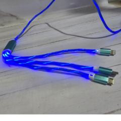 Cable Datos Cargador 3 En 1 Luz Led Fluida - tienda online