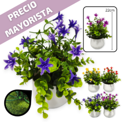 A Planta Artificial Flores Maceta Plastico Deco Plantin Chico