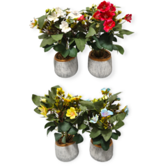 Planta Flor Maceta Cemento Deco Artificial - comprar online