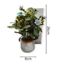 Planta Con Flor Maceta Cemento Artificial Alta Deco Hogar - tienda online