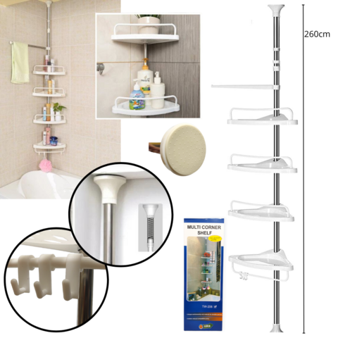 Organizador esquinero baño ajustable regulable cuatro estantes baño ducha