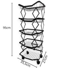 Organizador 5 Cajones Extensible Plegable Canasto Rack Rueda - comprar online