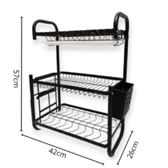 Secaplatos Escurridor Acero Inoxidable 3 Pisos Bandeja - comprar online