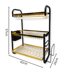 Secaplatos Escurridor Acero Inoxidable 3 Pisos Bandeja - comprar online