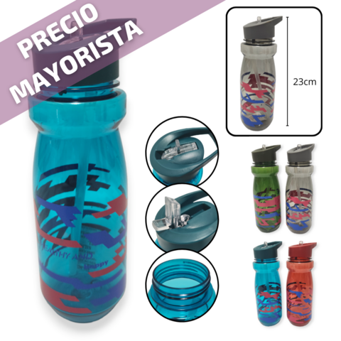 Botella Agua Plástico Colores Pico Sport plastico