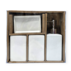 Set Baño Dispenser Porta Cepillo 4 Piezas Accesorios Blanco - tienda online