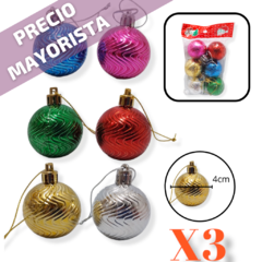 Bolas Globo texturadas Navidad X3 paquetes Adorno Navideño
