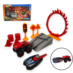 X Set Hotwheel Speed Launcher Auto Lanzador Obstaculos Juguete