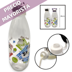 Botella Vidrio Diseño Vaca Tapa 1 LT plastico bazar