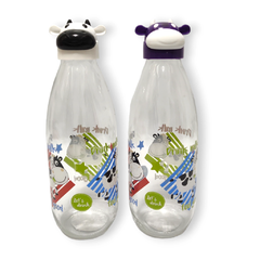 Botella Vidrio Diseño Vaca Tapa 1 LT plastico bazar - comprar online