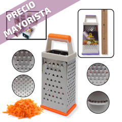 Rallador Acero Inoxidable 4 Caras Mango Cocina Bazar